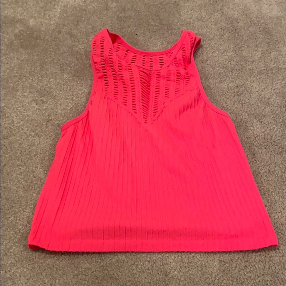 Pink tight halter crop top